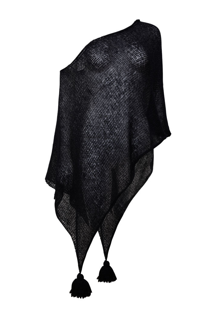 One of our bestsellers is the black poncho, just a simple beautifully made poncho to throw on top of every outfit.